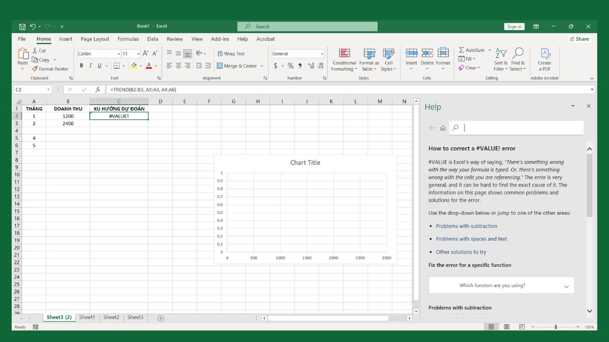 Lỗi thường gặp khi sử dụng hàm TREND trong Excel