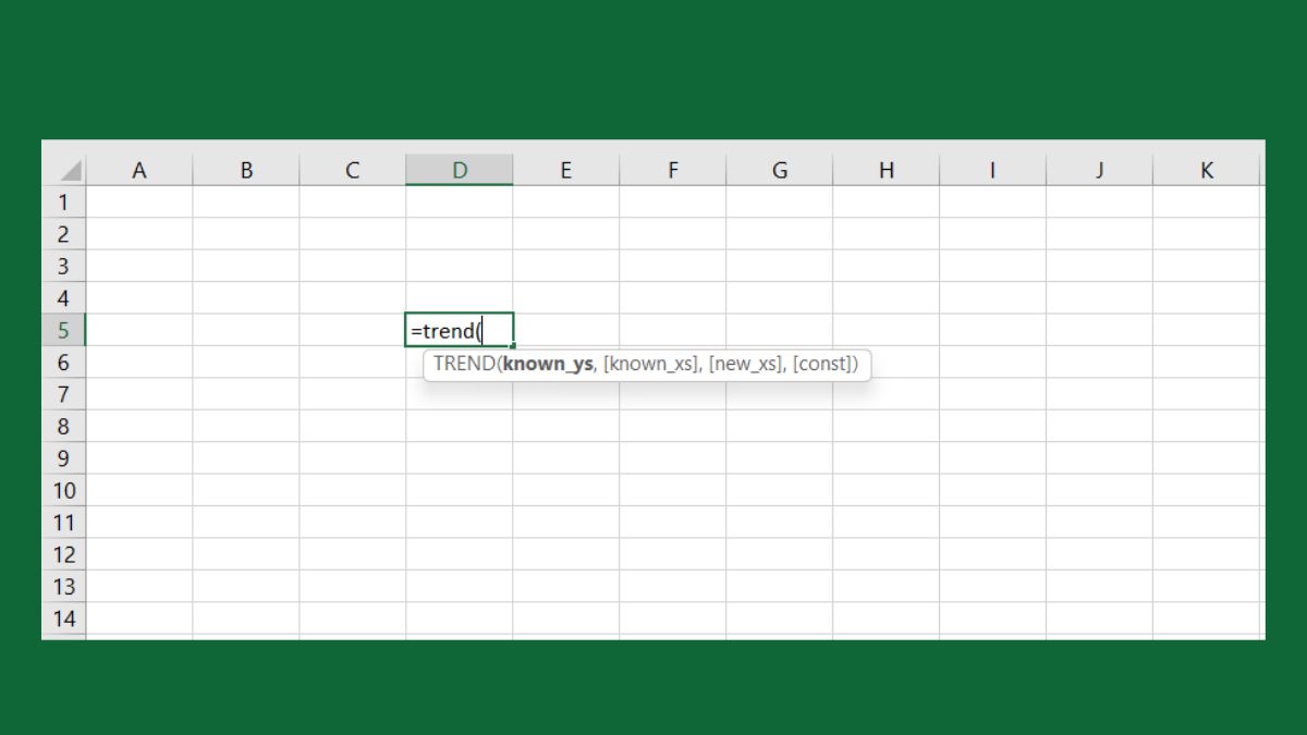 Cú pháp hàm TREND trong Excel