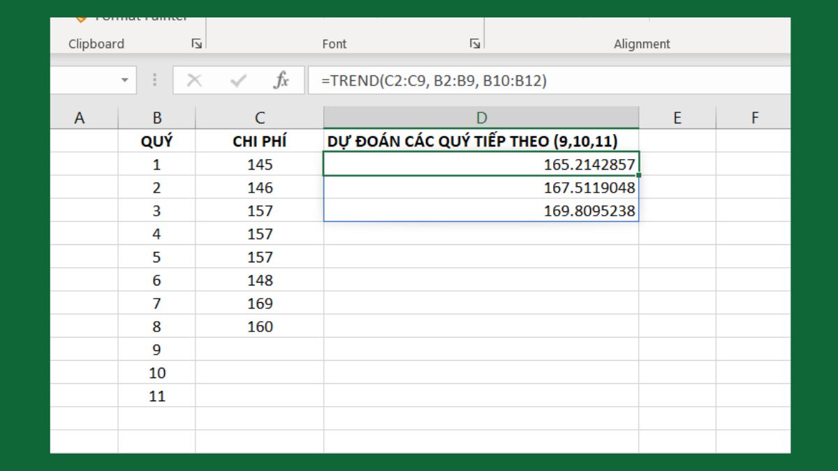 Cách sử dụng hàm TREND trong Excel kèm ví dụ minh họa 2