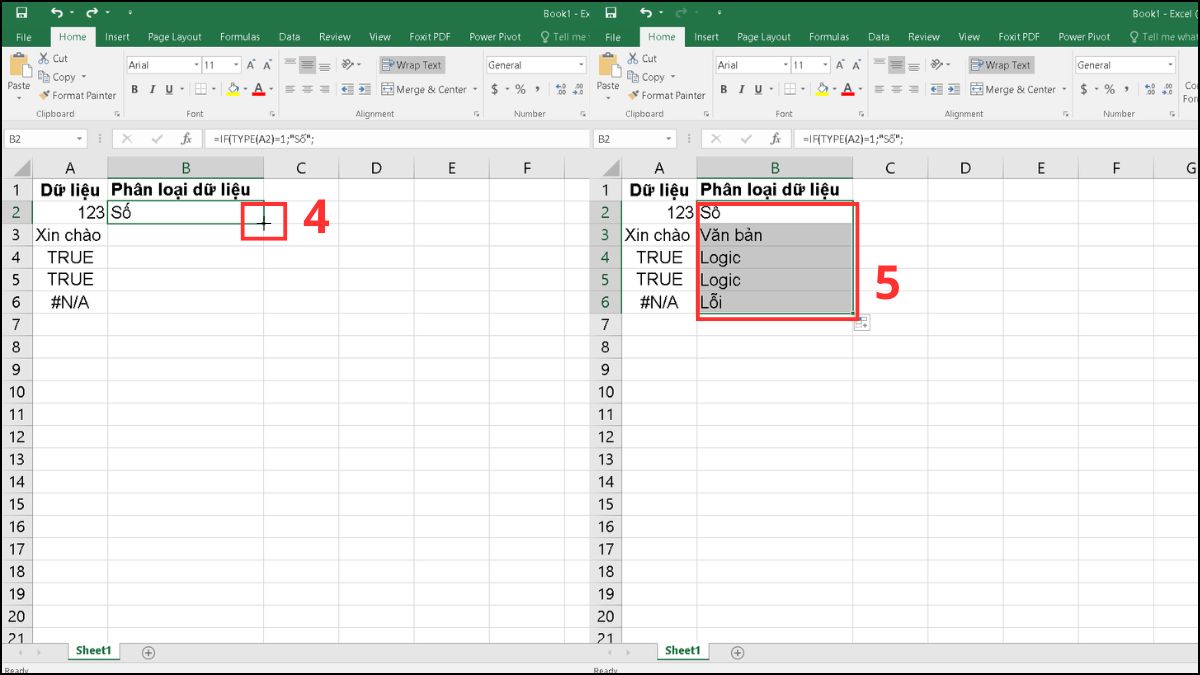 Hướng dẫn cách sử dụng hàm TYPE trong Excel 7