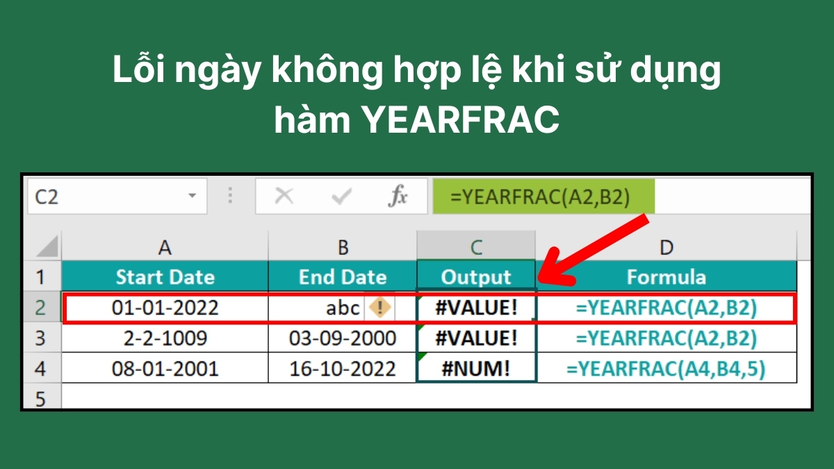 3 lỗi thường gặp khi sử dụng hàm YEARFRAC 1