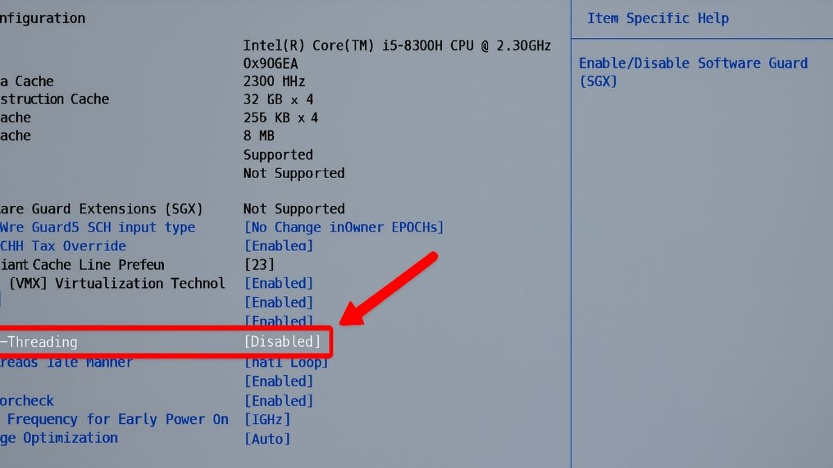 Cách bật/tắt Hyper-Threading trong BIOS/UEFI 2