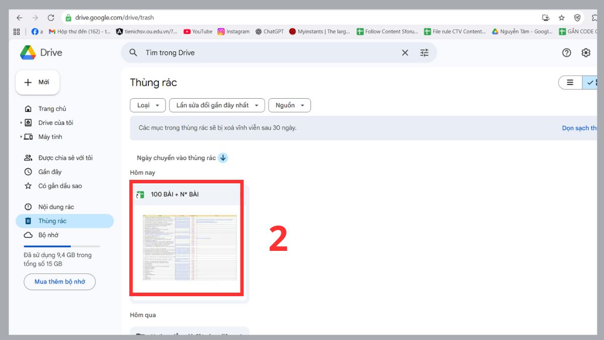 Một số cách khôi phục Google Sheet đã xóa vĩnh viễn 2