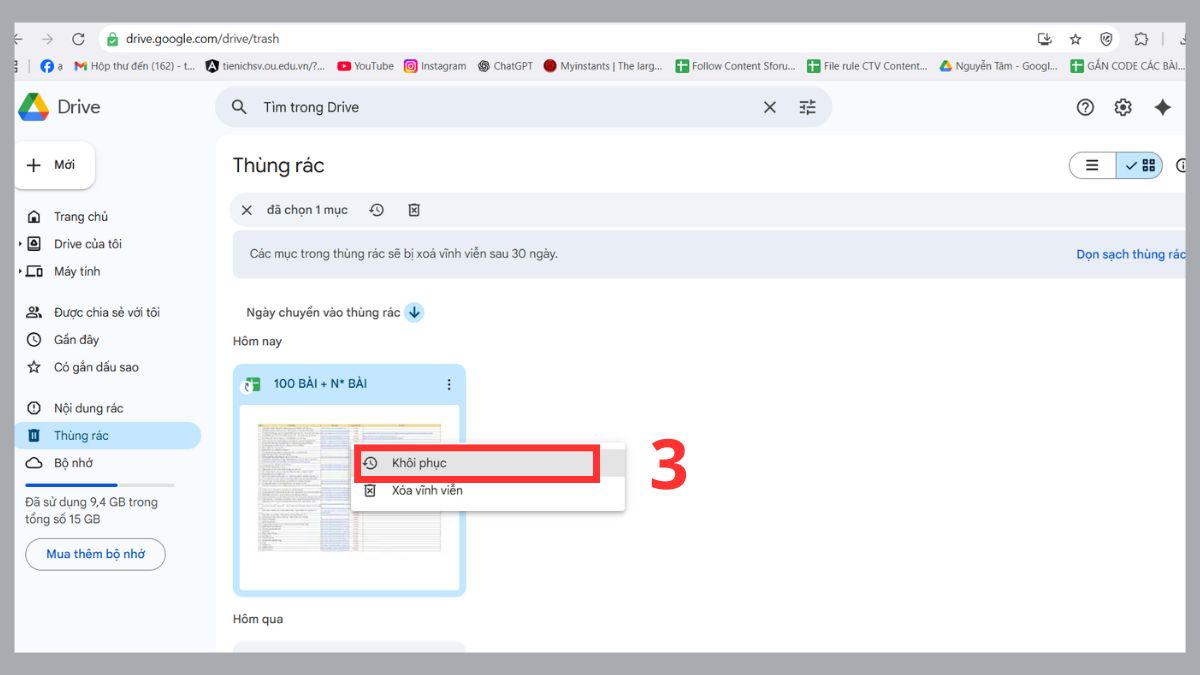Một số cách khôi phục Google Sheet đã xóa vĩnh viễn 3