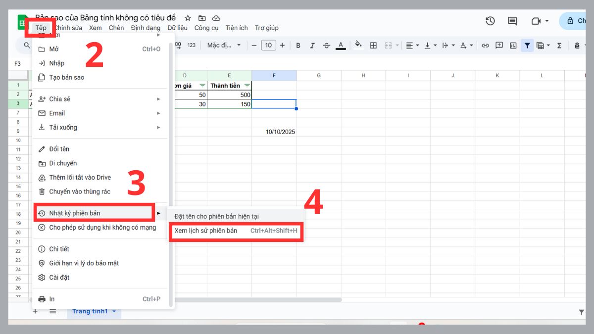 Một số cách khôi phục Google Sheet đã xóa vĩnh viễn 5