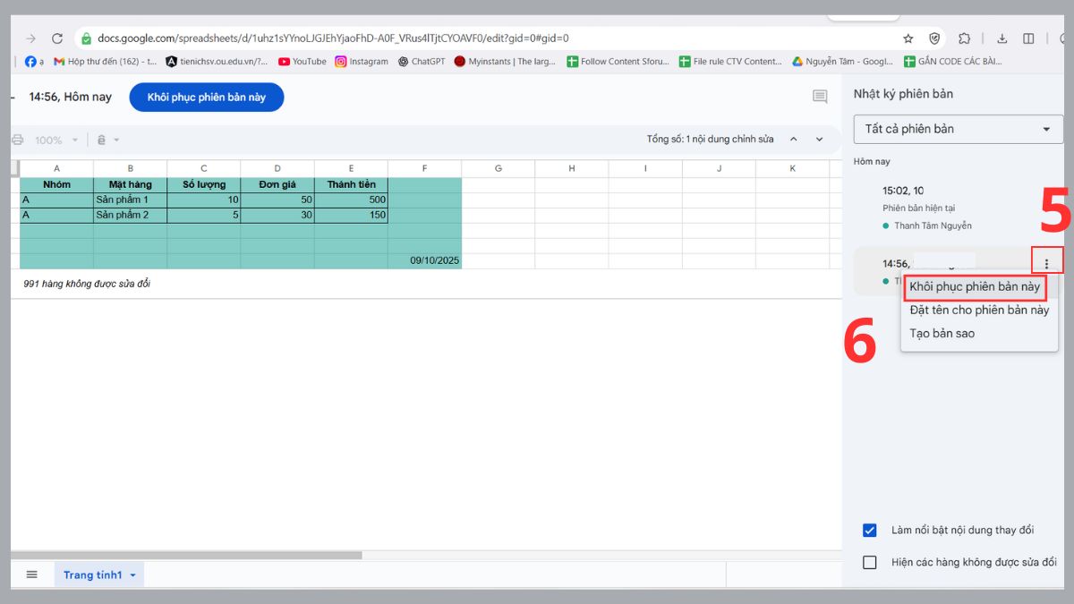 Một số cách khôi phục Google Sheet đã xóa vĩnh viễn 6