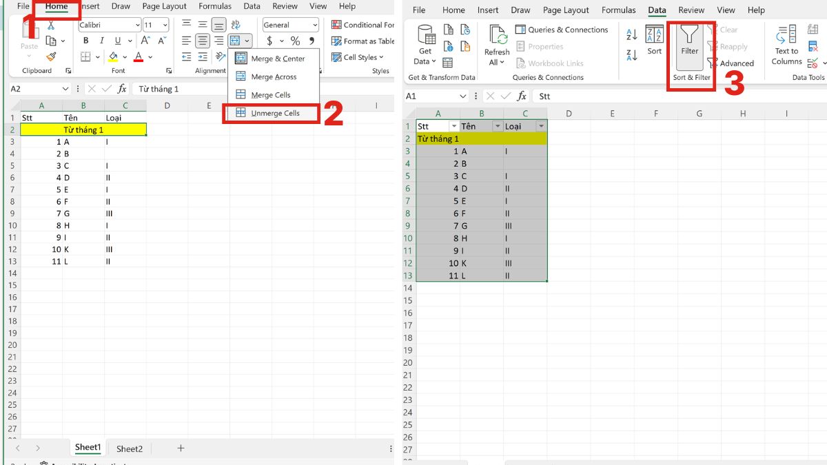 Cách sửa lỗi không filter được trong Excel đơn giản 9
