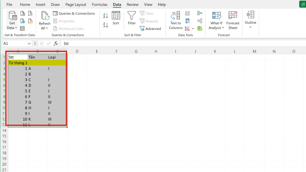 Cách sửa lỗi không filter được trong Excel đơn giản 11