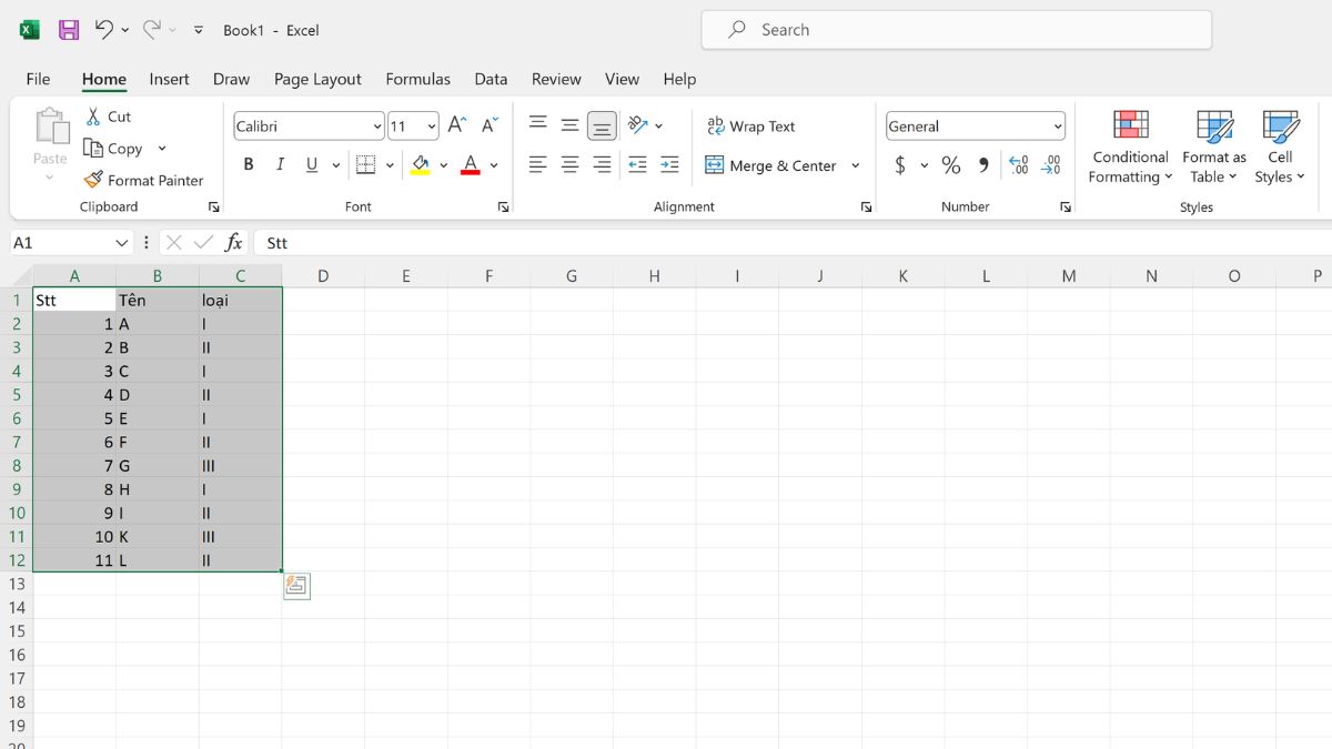 Cách sửa lỗi không filter được trong Excel đơn giản 1