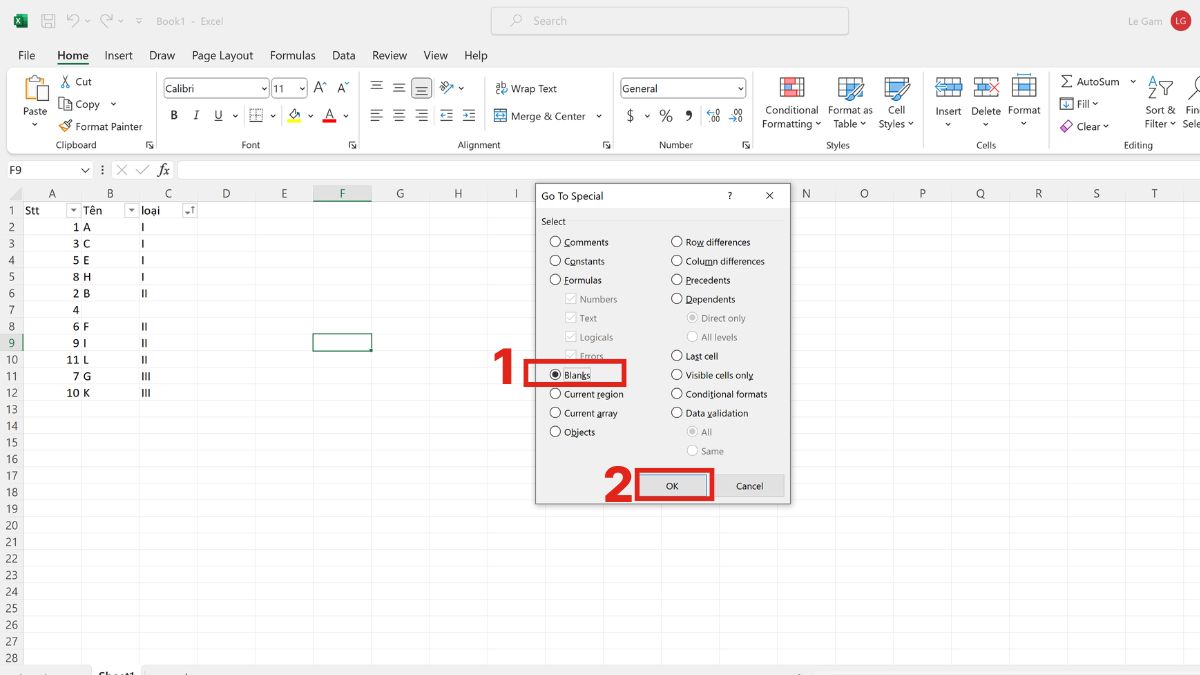 Cách sửa lỗi không filter được trong Excel đơn giản 5