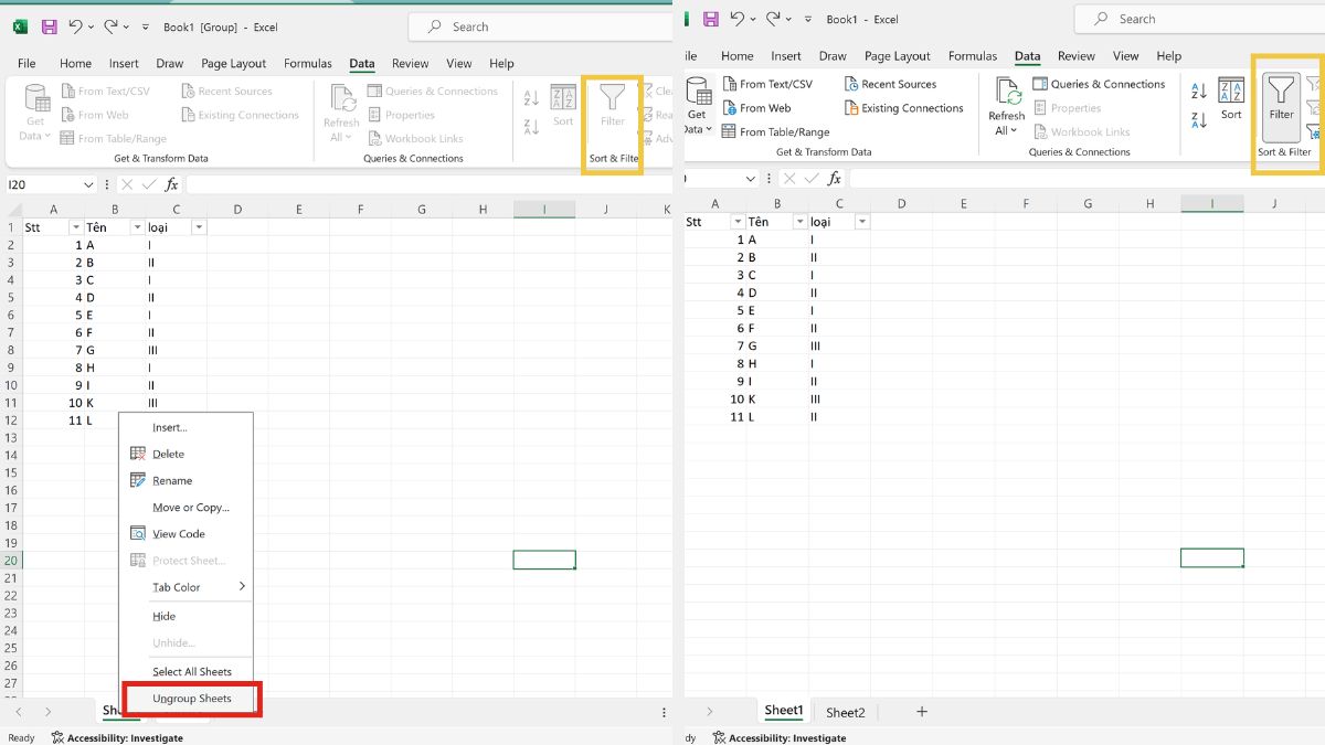 Cách sửa lỗi không filter được trong Excel đơn giản 7