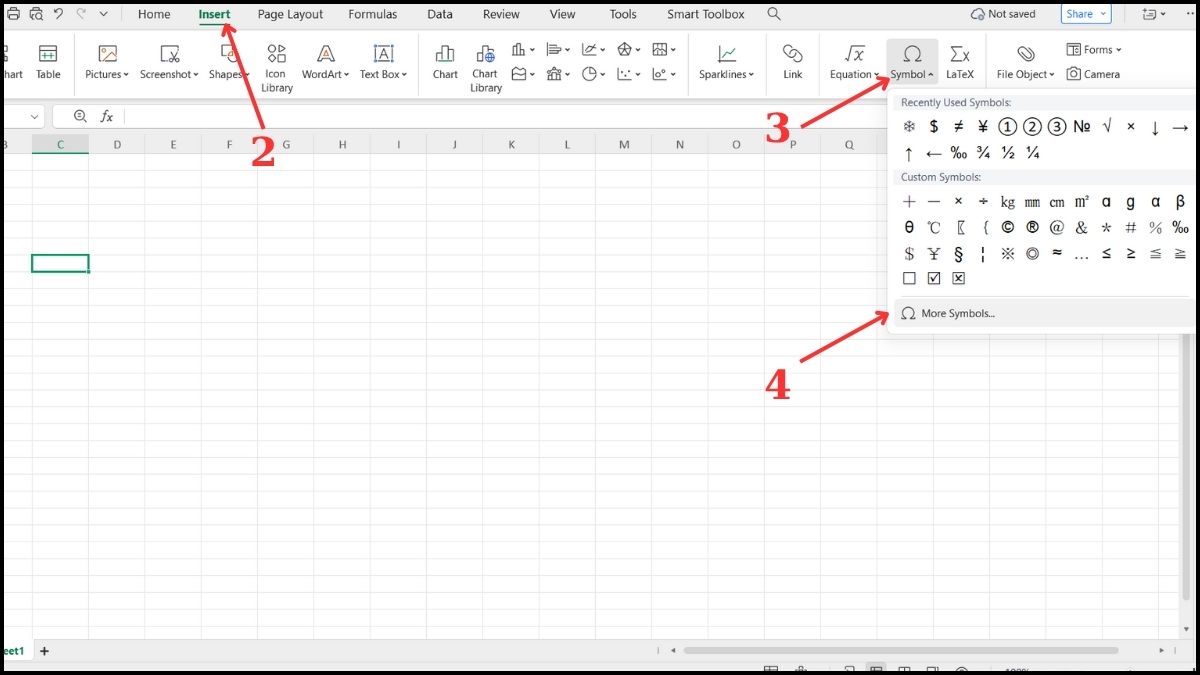Chi tiết cách chèn kí tự đặc biệt trong Excel 2