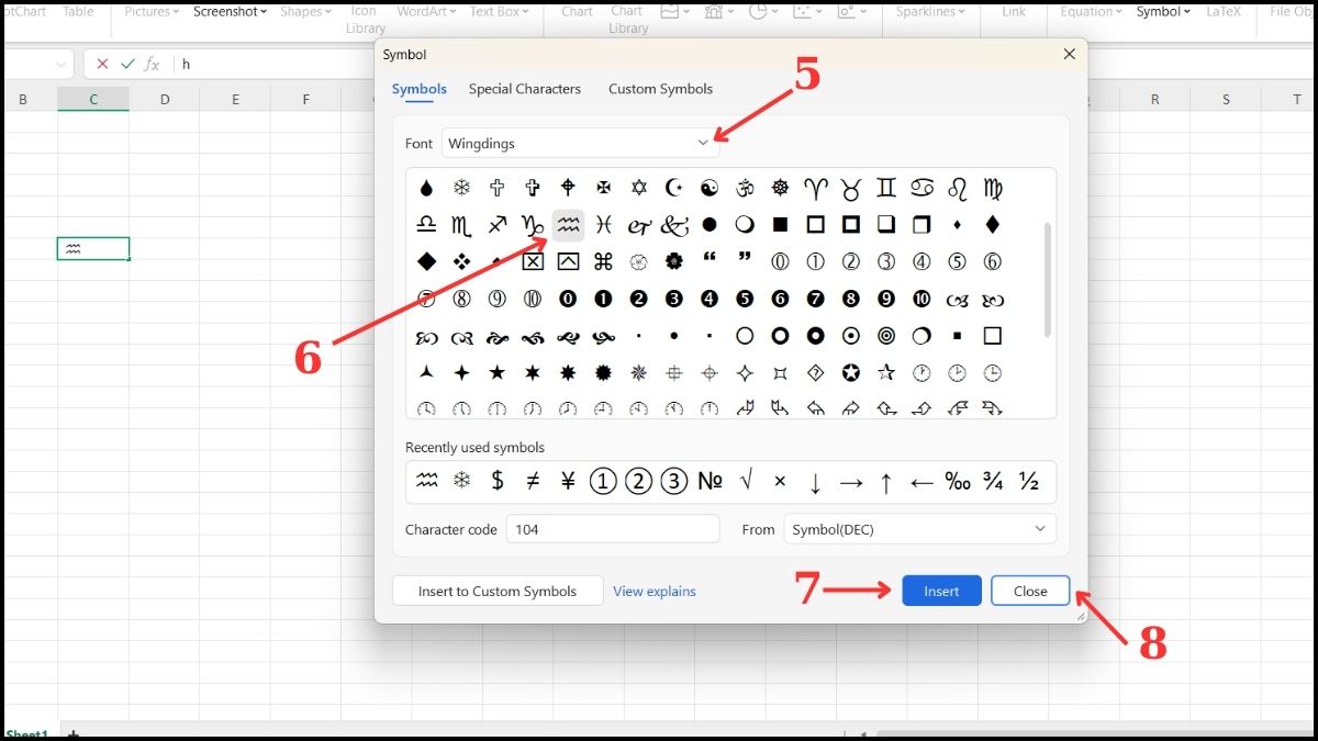 Chi tiết cách chèn kí tự đặc biệt trong Excel 3