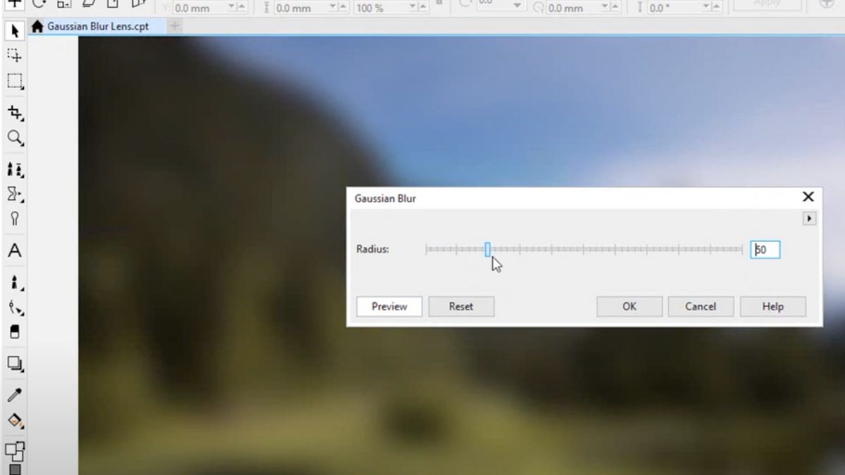 Cách làm mờ hình trong Corel bằng Gaussian Blur 3