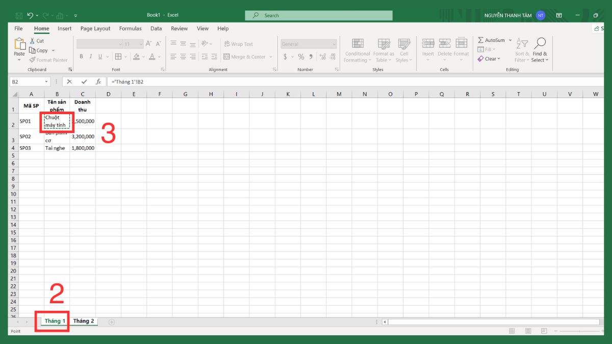 Cách lấy dữ liệu từ sheet này sang sheet khác trong Excel đơn giản 2