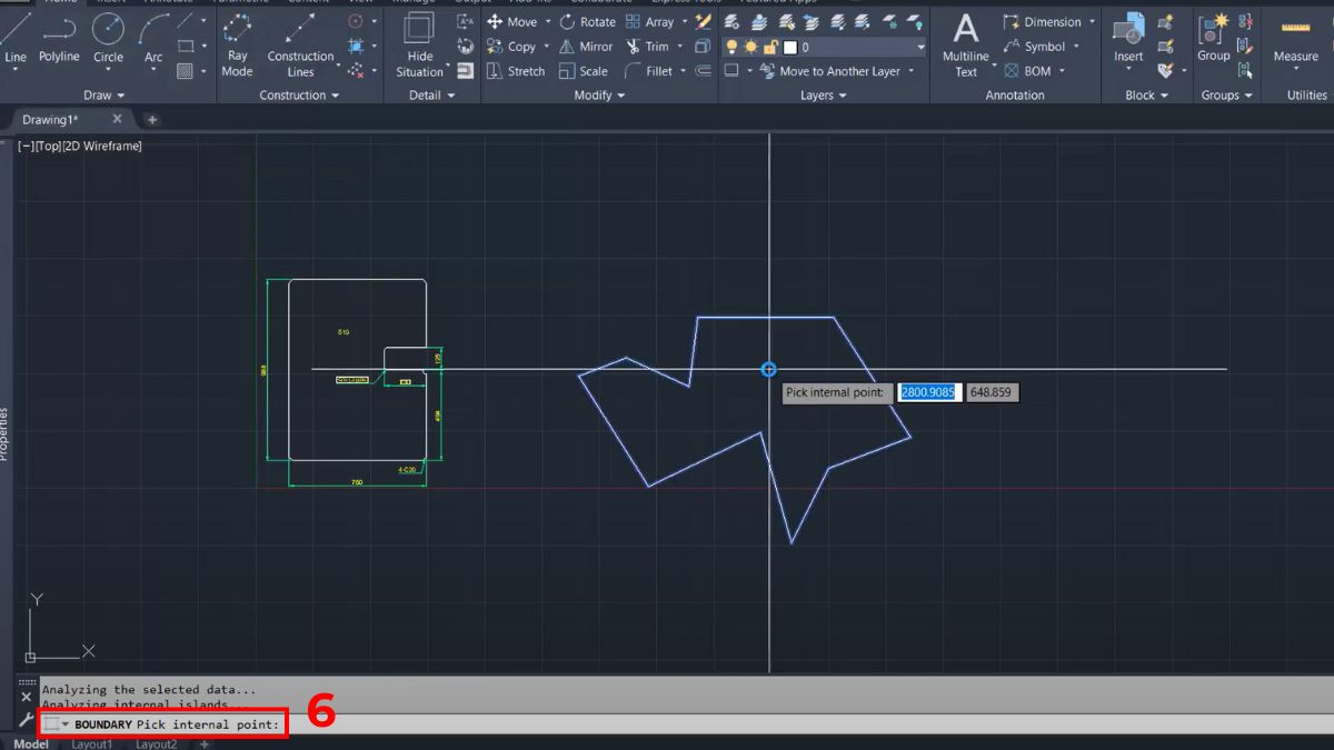 Cách dùng lệnh BO tạo vùng khép kín trong AutoCAD 3