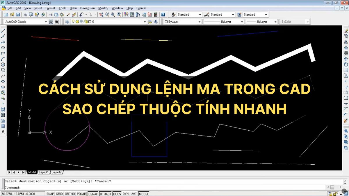 Cách sử dụng lệnh MA trong CAD sao chép thuộc tính nhanh
