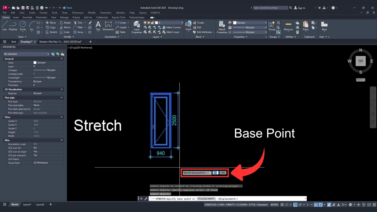 Cách dùng lệnh Stretch để kéo giãn hình vẽ trong CAD 3