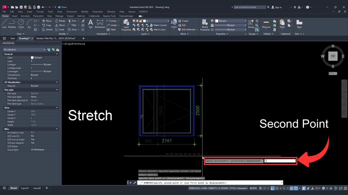 Cách dùng lệnh Stretch để kéo giãn hình vẽ trong CAD 4