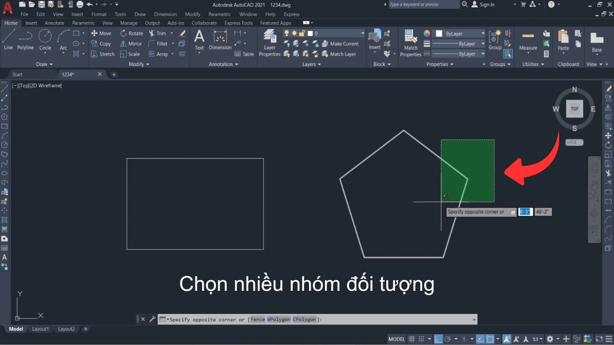 Mẹo dùng Stretch trong AutoCAD hiệu quả 2