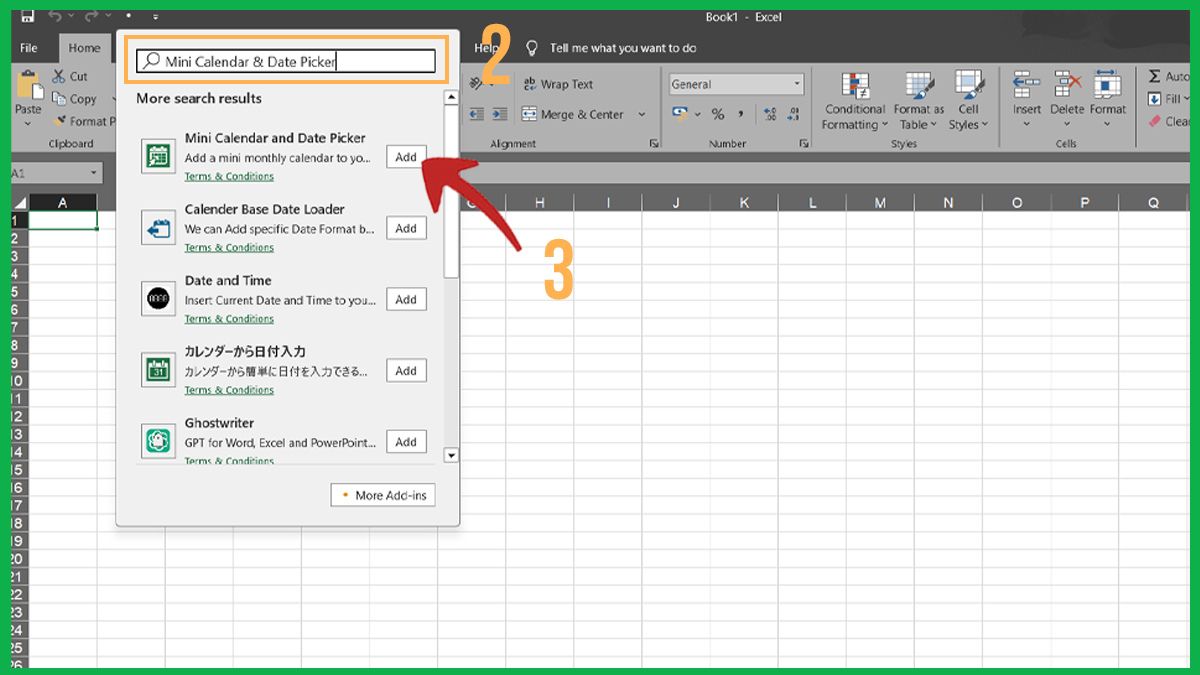 Chèn lịch vào Excel bằng Add-ins 2