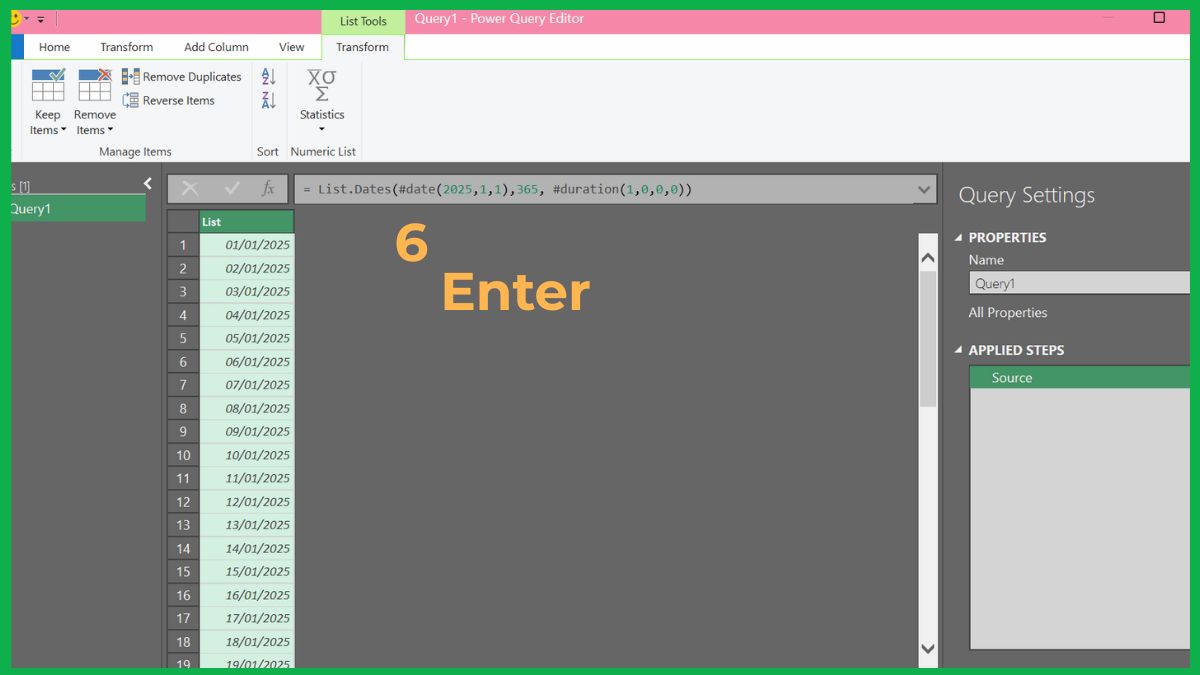 Tạo lịch tự động bằng Power Query 4