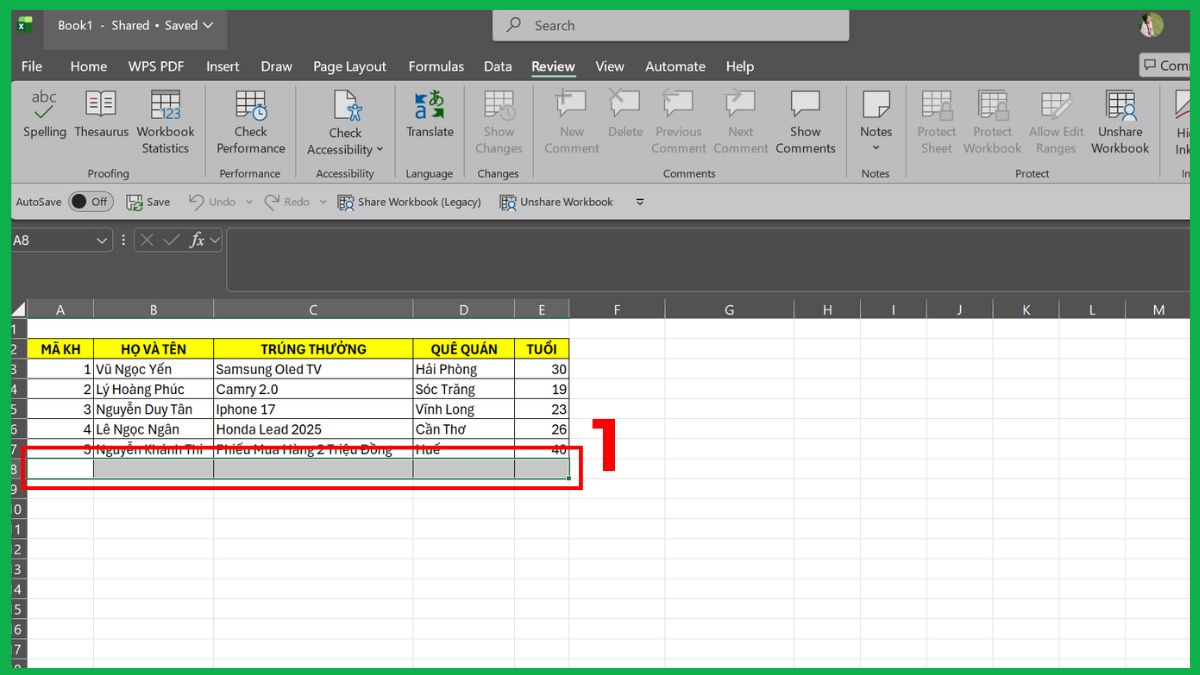 Cách sửa lỗi không insert được dòng trong Excel chi tiết 11