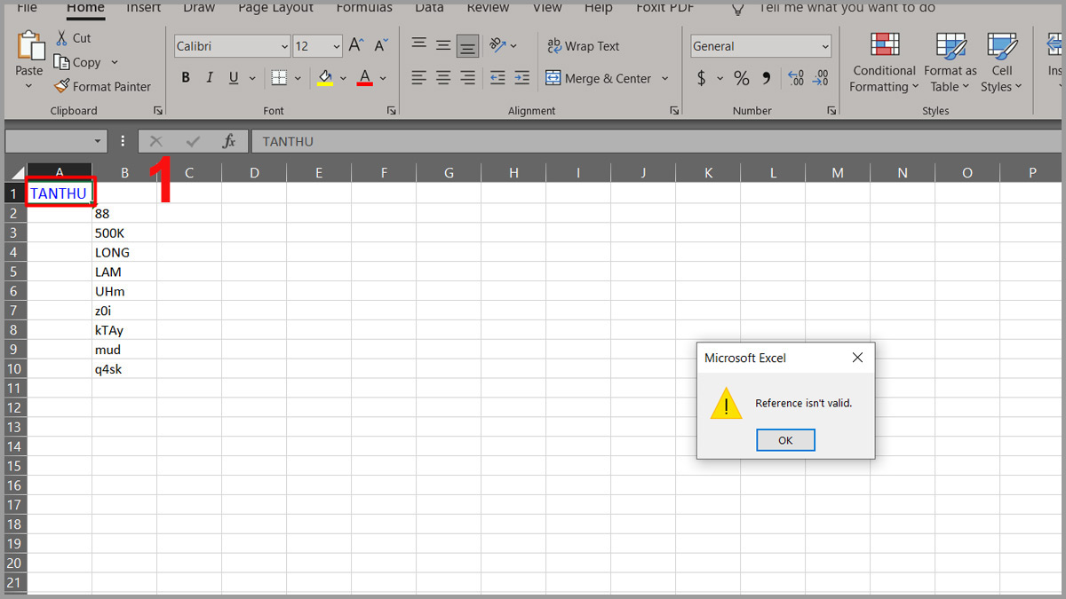 Các cách khắc phục lỗi Reference isn’t valid Excel 1