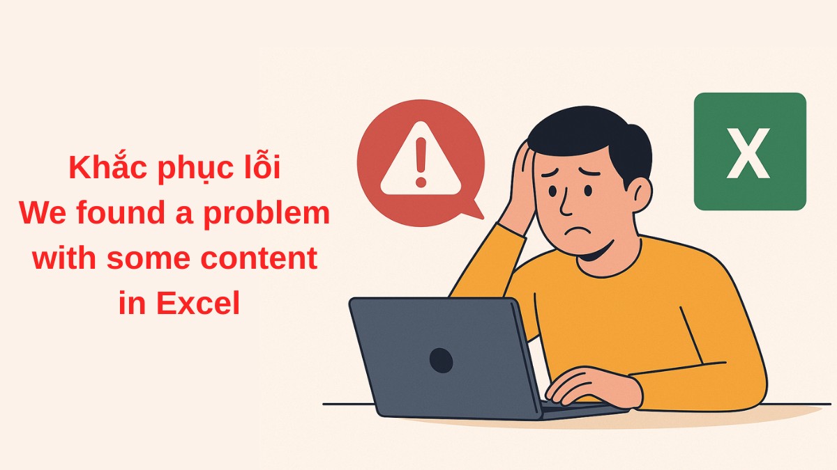 Khắc phục lỗi We found a problem with some content in Excel