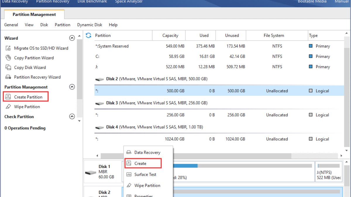 Các tính năng nổi bật của MiniTool Partition Wizard 1