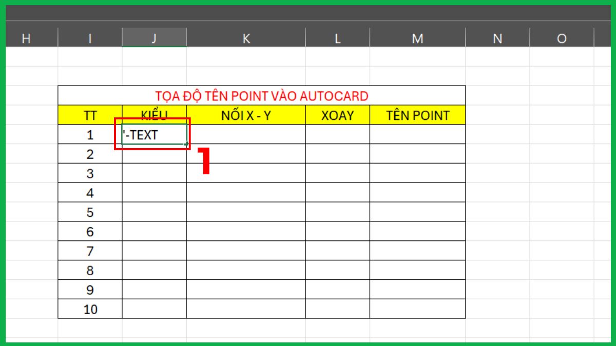 Cách nhập hàng loạt tên điểm từ Excel vào CAD 1