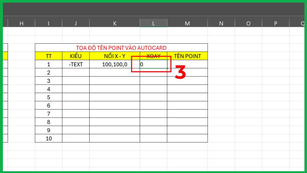Cách nhập hàng loạt tên điểm từ Excel vào CAD 3