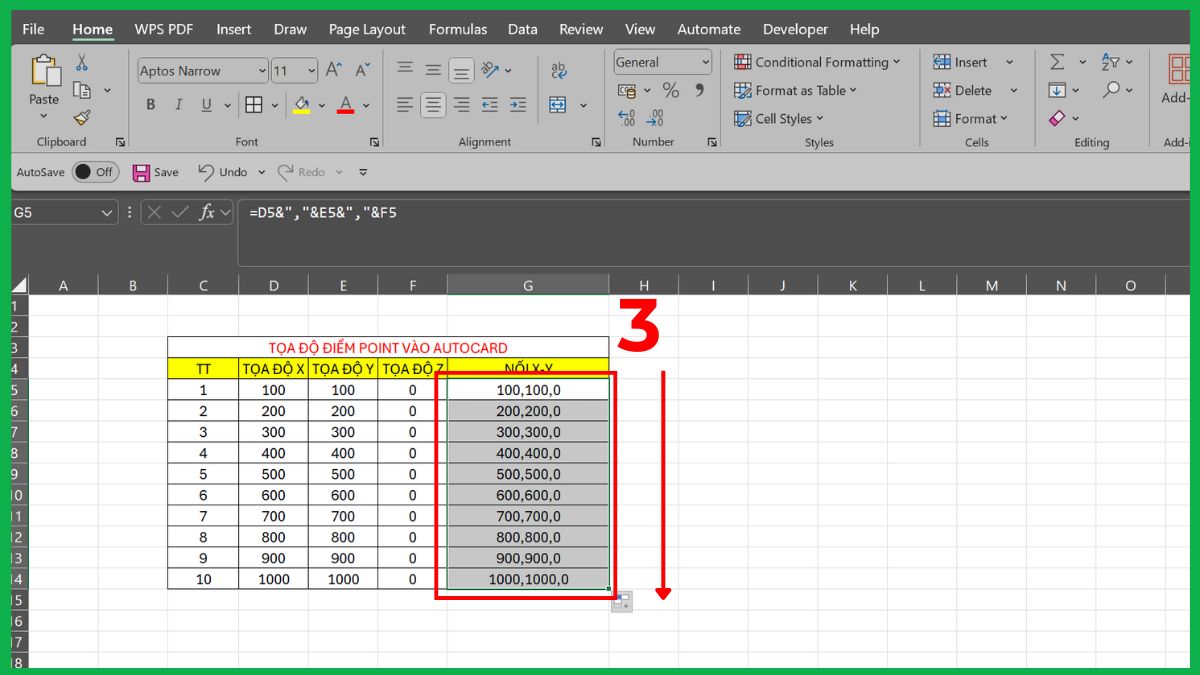 Cách dùng lệnh POINT nhập tọa độ từ Excel vào AutoCAD 3