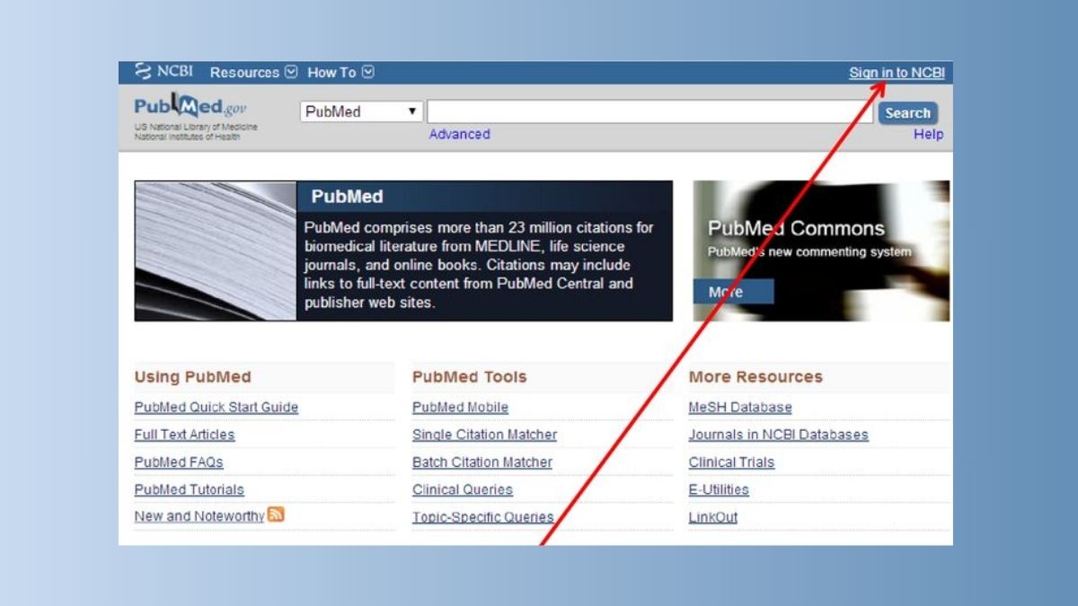Đăng ký/đăng nhập tài khoản PubMed
