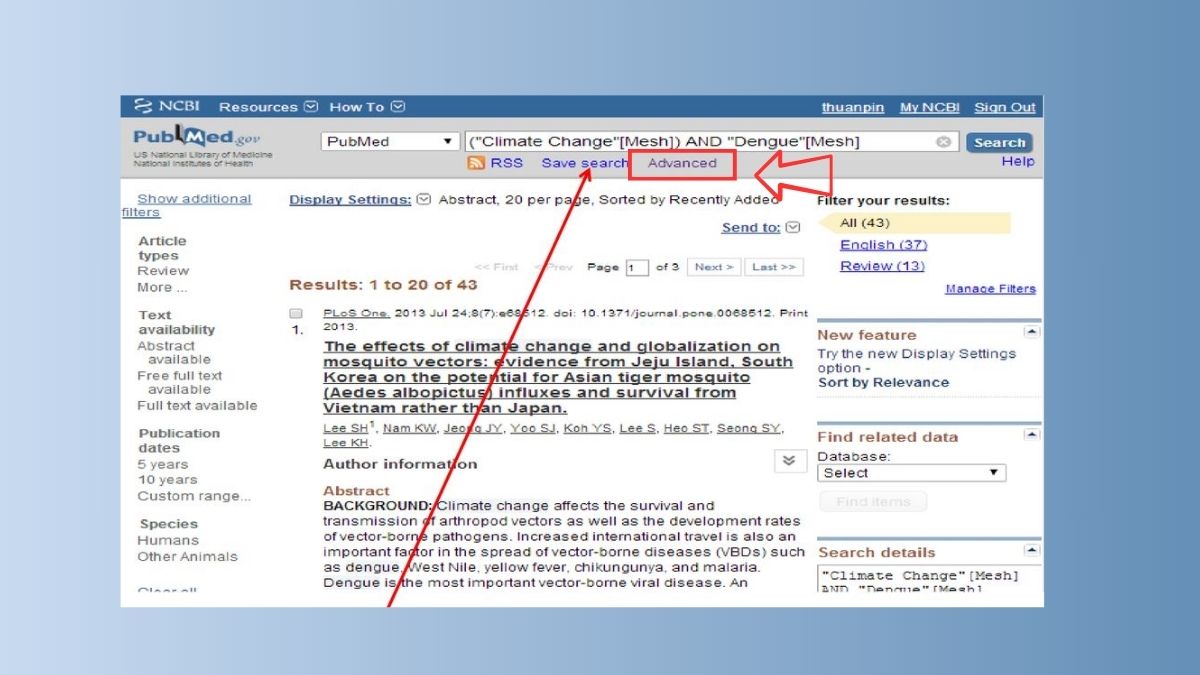 Tìm kiếm nâng cao trên PubMed 1
