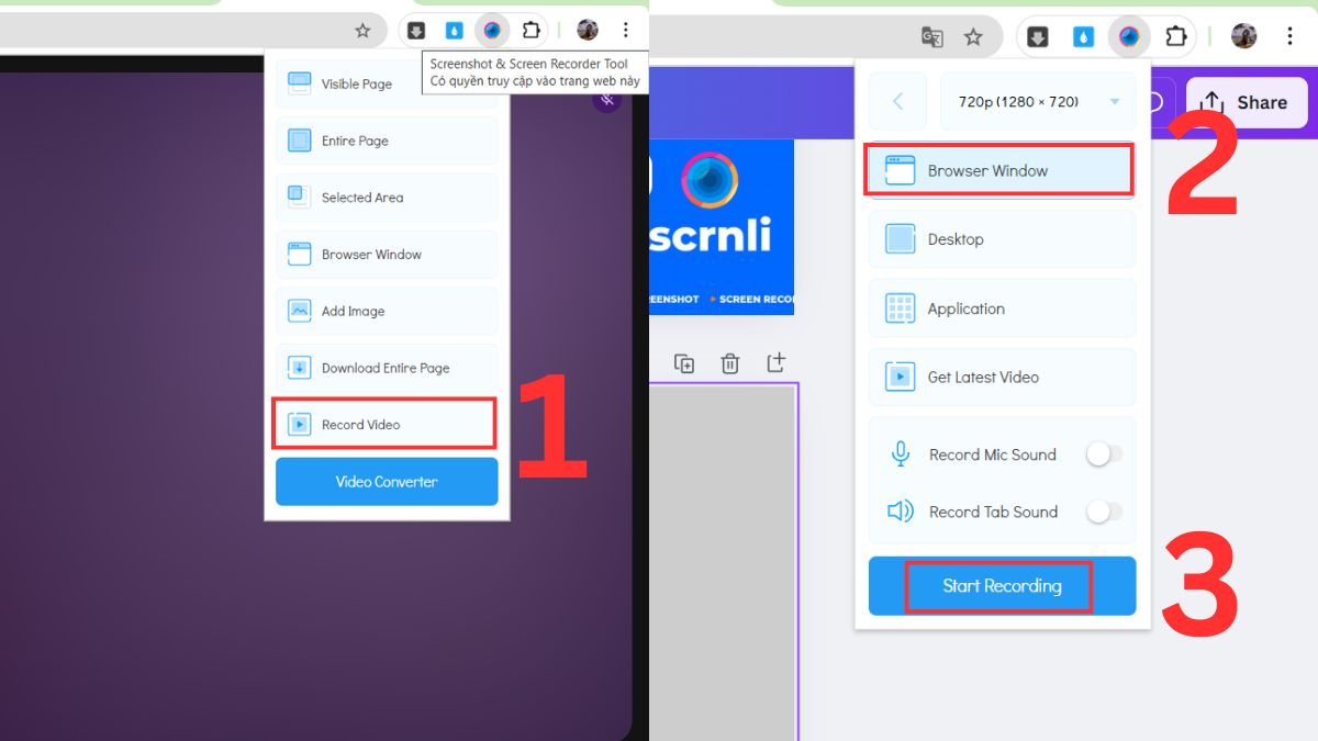 Record Google Meet bằng tiện ích Screenshot & Screen Recorder Tool 2