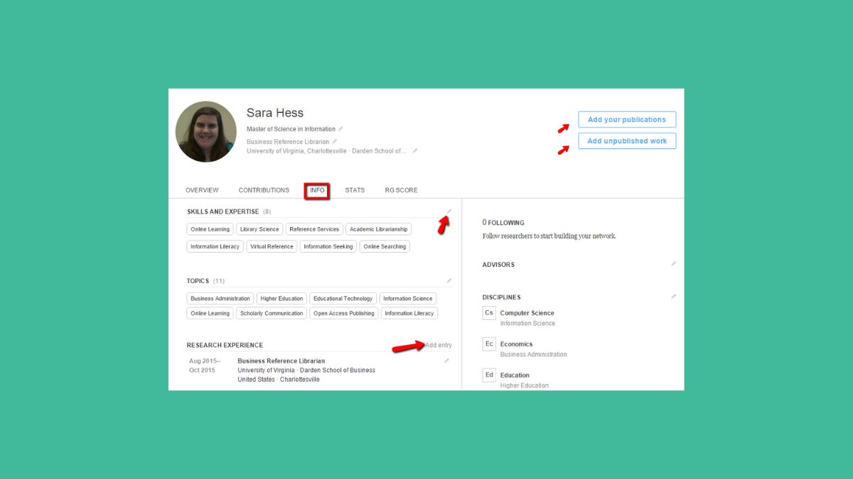 Tạo hồ sơ cá nhân trên ResearchGate 2
