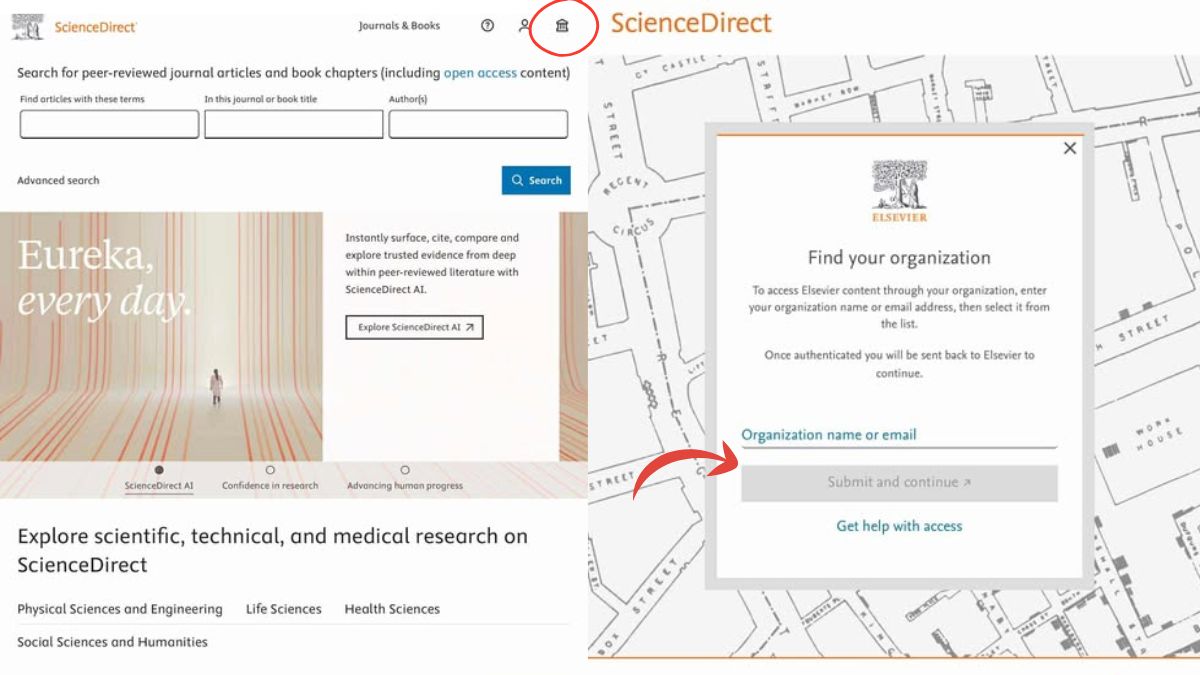 Đăng nhập trên ScienceDirect
