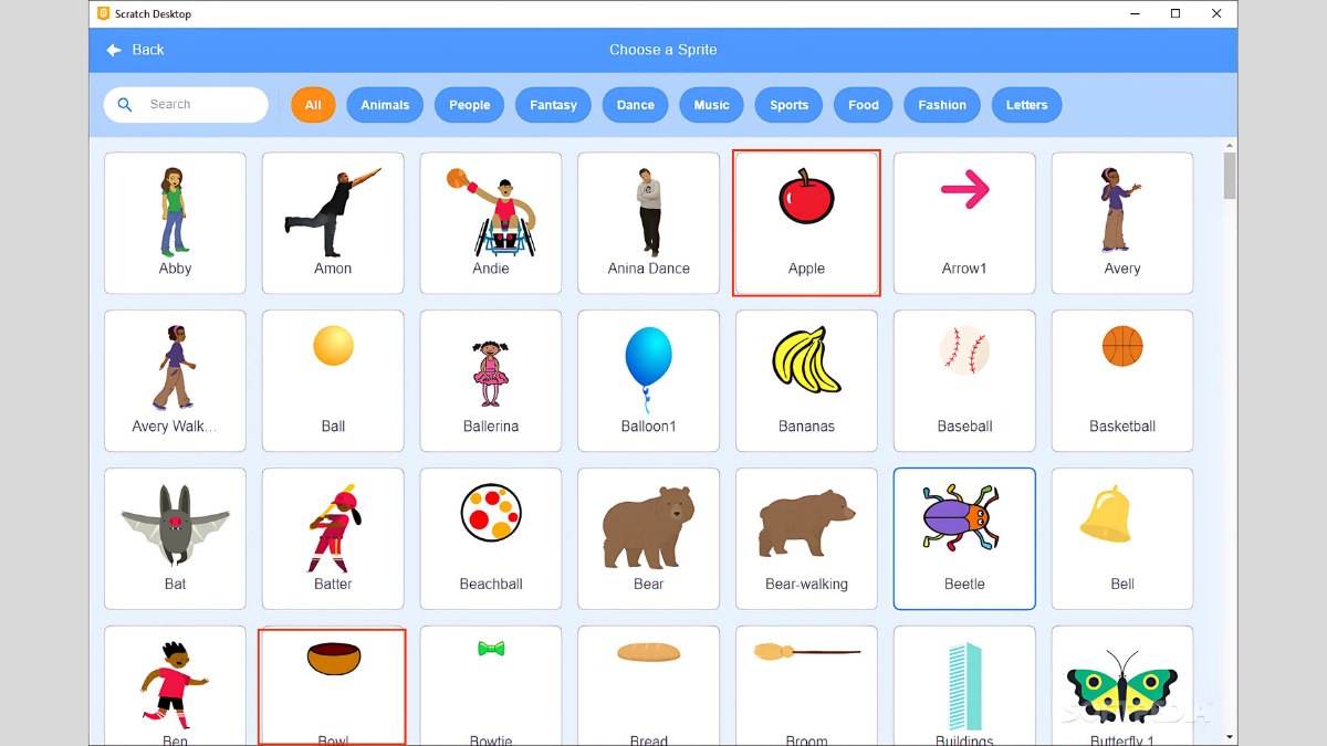 Các bước lập trình Scratch trò chơi hứng táo chi tiết 3