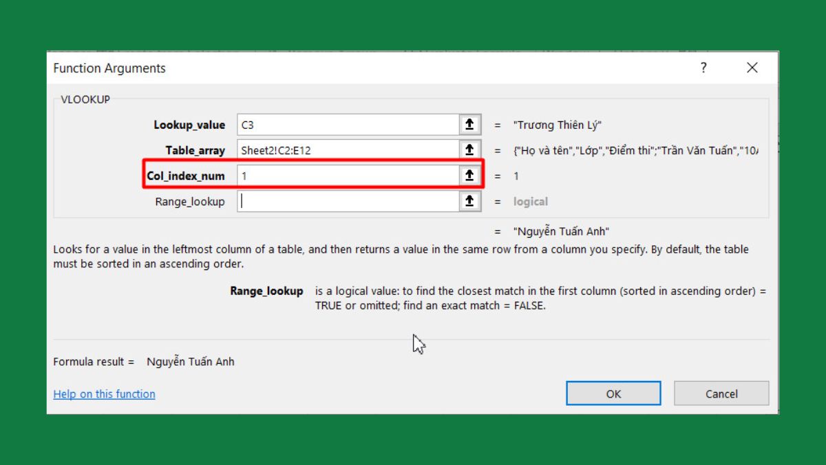 Hướng dẫn sử dụng VLOOKUP so sánh dữ liệu 2 cột trong Excel 5