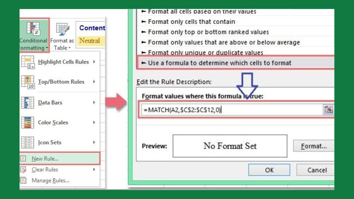 So sánh 2 cột trong Excel bằng Conditional Formatting 1