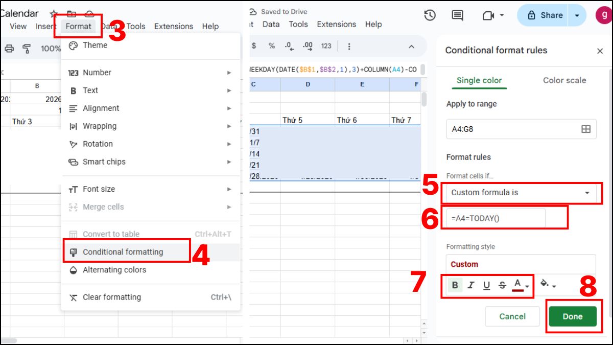 Cách tự tạo lịch thủ công trên Google Sheet chi tiết 3