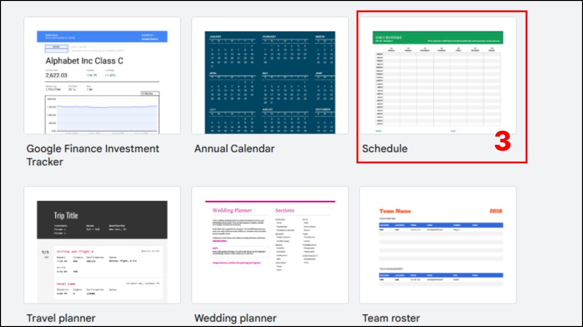Tạo lịch trong Google Sheets bằng mẫu có sẵn 2
