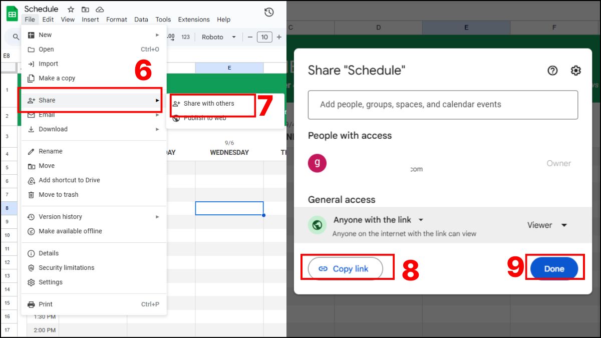 Tạo lịch trong Google Sheets bằng mẫu có sẵn 4