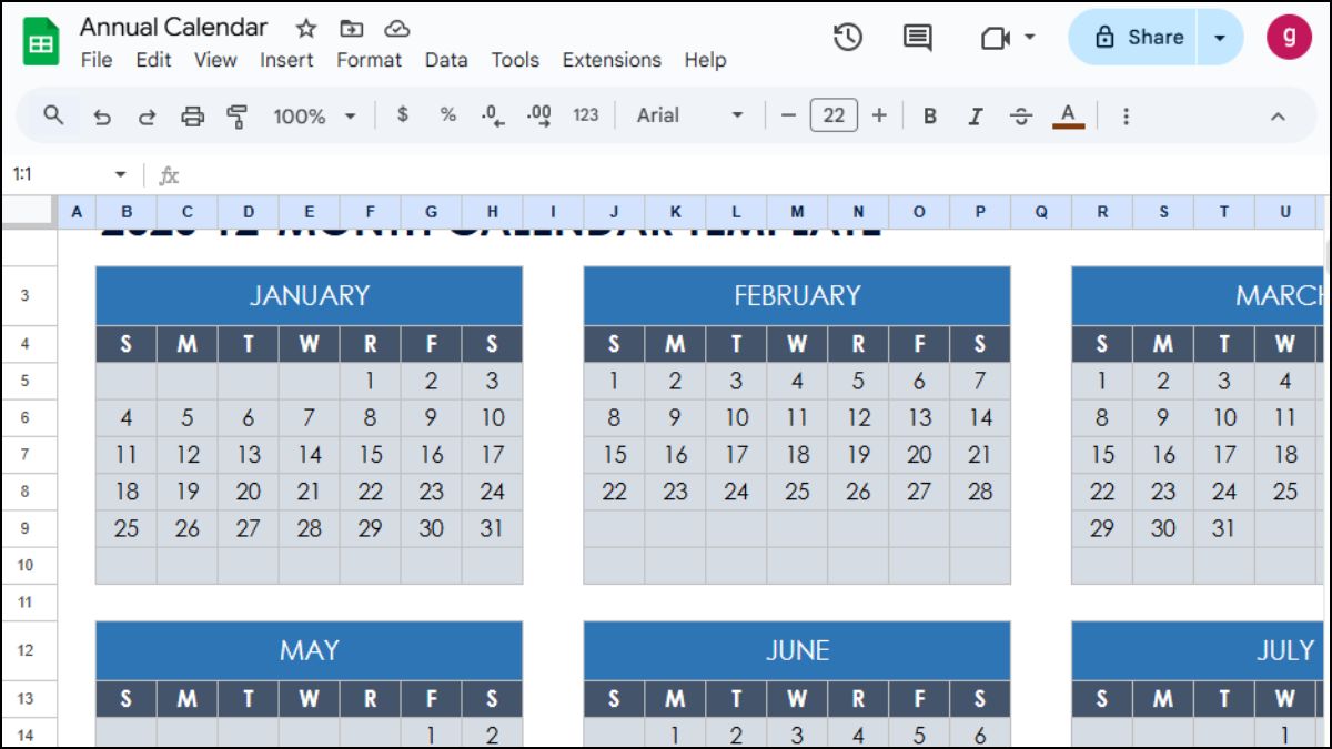 Hướng dẫn tạo lịch Google Sheets từ mẫu của bên thứ ba 4