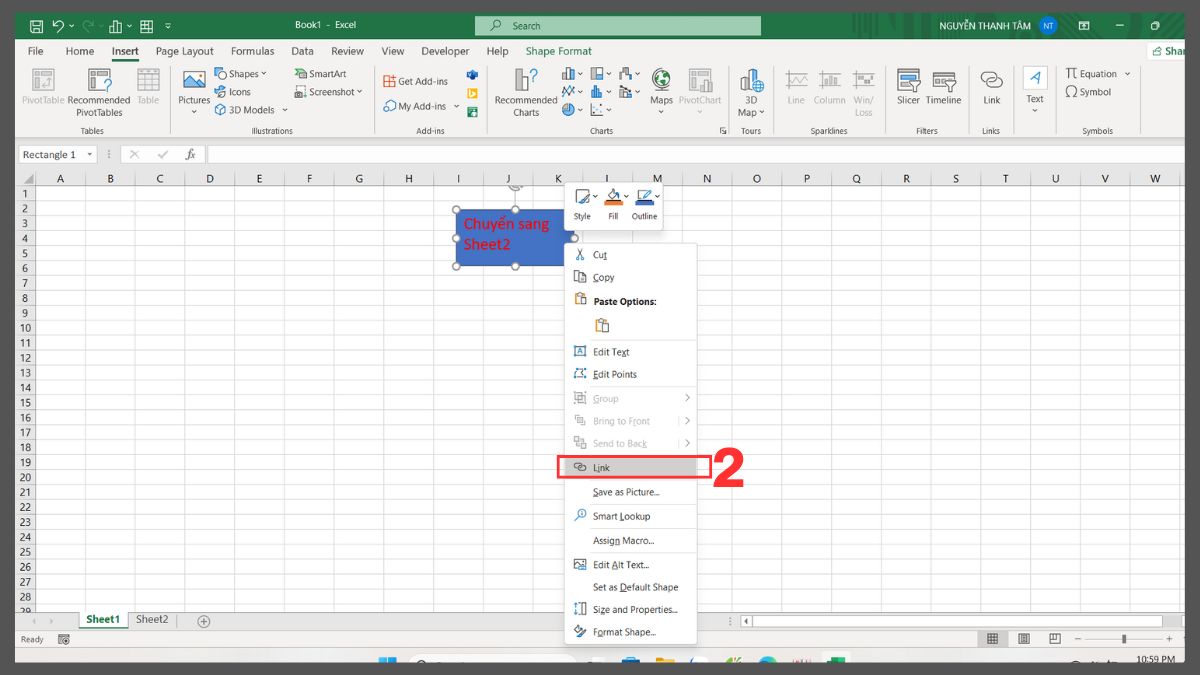 3 cách tạo nút bấm chuyển sheet trong Excel 14