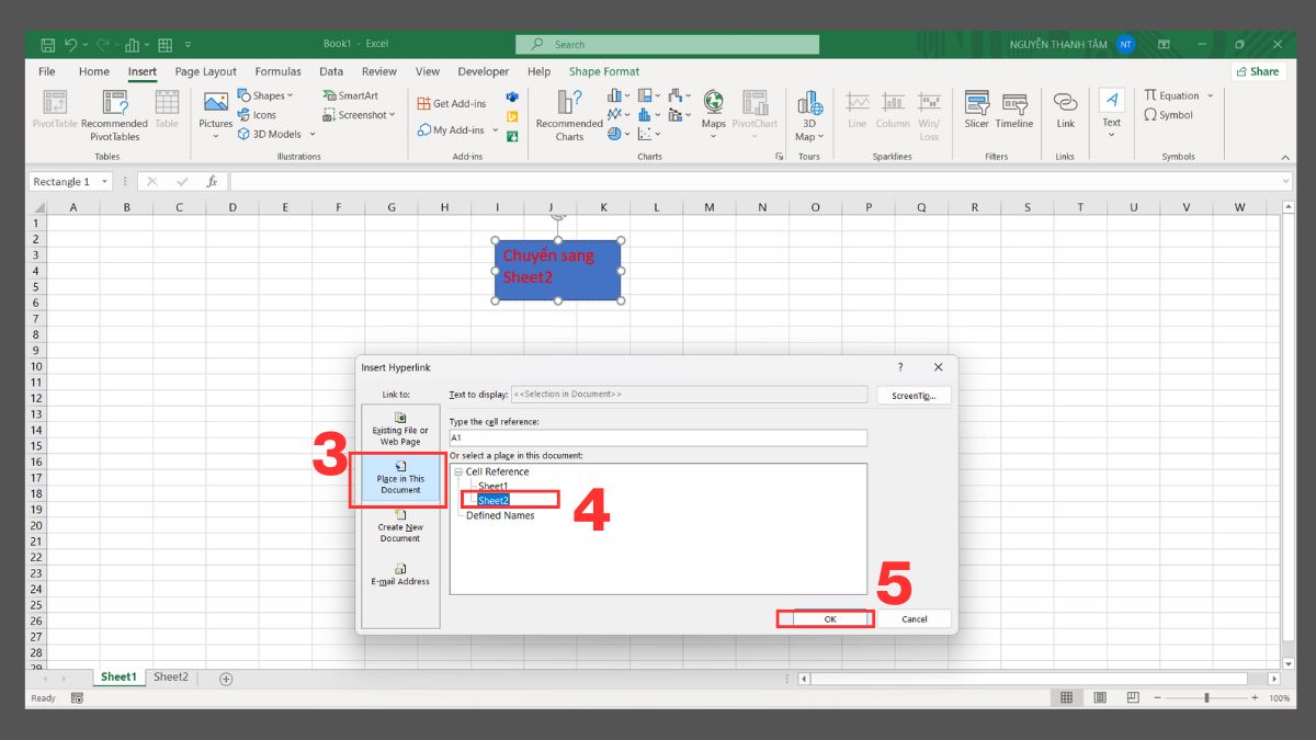 3 cách tạo nút bấm chuyển sheet trong Excel 15