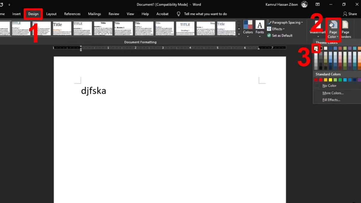 Chỉnh Dark Mode không làm đổi màu trang tài liệu