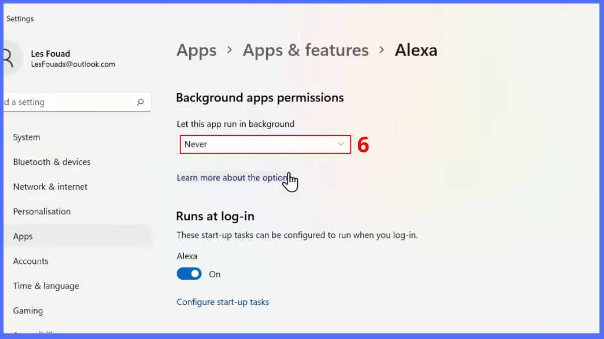 Tắt ứng dụng chạy ngầm Win 11 qua Power &Battery 5