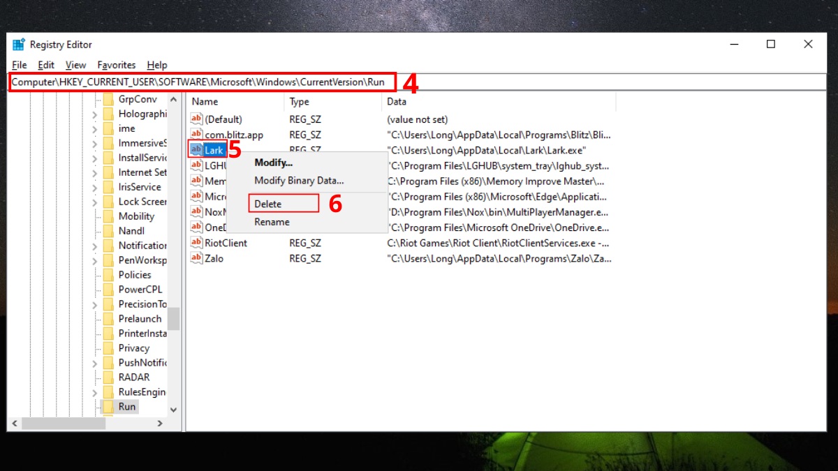 Tắt ứng dụng tự khởi chạy trên Win 11 qua Registry Editor 2